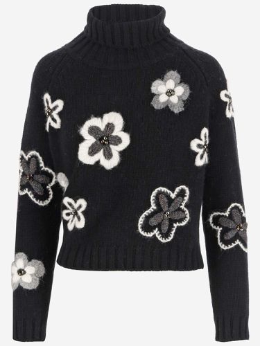 Wool Blend Sweater With Flowers - Bruno Manetti - Modalova