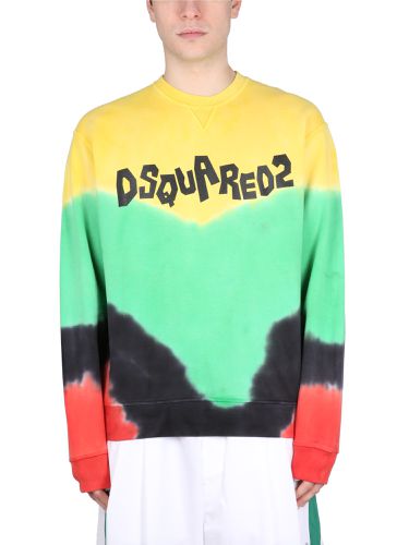 Tie-dye Crew-neck Sweatshirt With Logo Print - Dsquared2 - Modalova