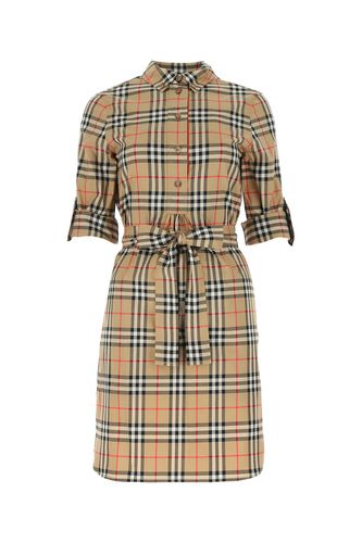 Embroidered Stretch Cotton Shirt Dress - Burberry - Modalova