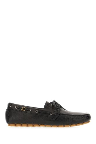 Black Leather Driver Fastaway Loafers - Valentino Garavani - Modalova