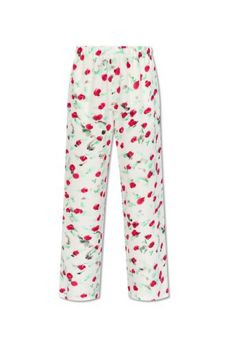 Floral Printed Cropped Satin Trousers - Marni - Modalova