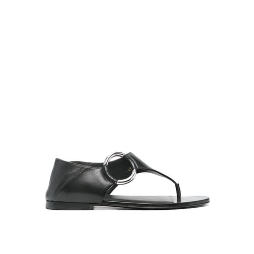 Ring Leather Flat Sandals - Saint Laurent - Modalova