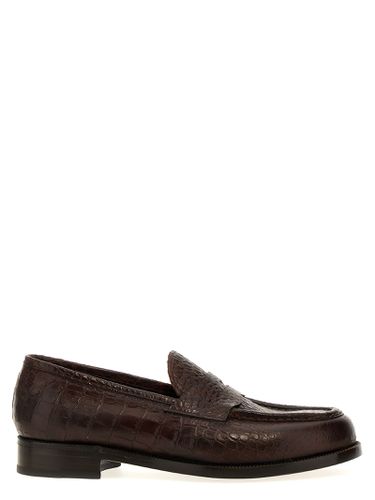 Lidfort Croc Print Leather Loafers - Lidfort - Modalova