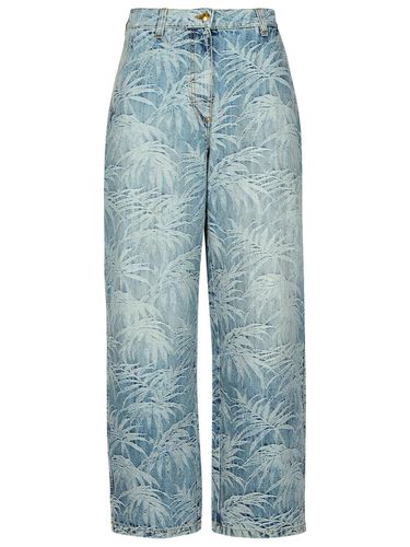 Baggy Light Blue Cotton Blend Jeans - Palm Angels - Modalova