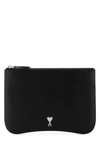 Black Leather Pouch - Ami Alexandre Mattiussi - Modalova