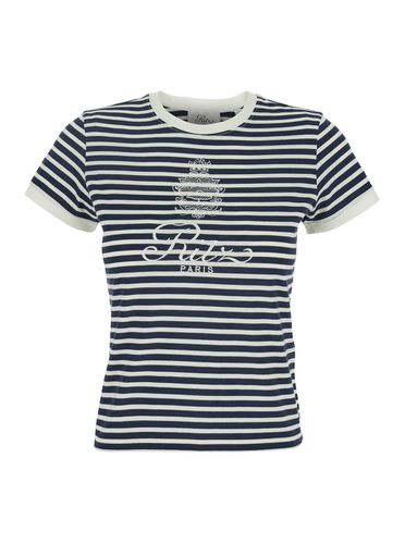 Crewneck T-shirt With Logo Print On The Front And All-over Striped Motif In Cotton Woman - Frame - Modalova