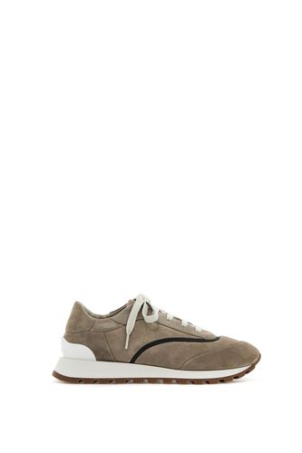 Wool Sneakers With Precious Stripe Design - Brunello Cucinelli - Modalova