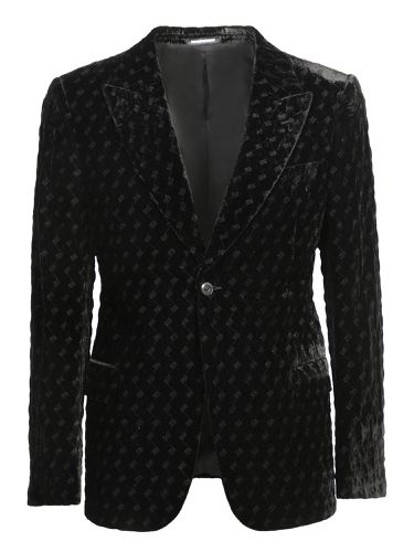 Embroidered Black Velvet Jacket - Emporio Armani - Modalova