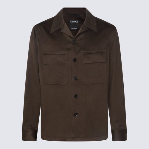 Zegna Brown Wool Casual Jacket - Zegna - Modalova