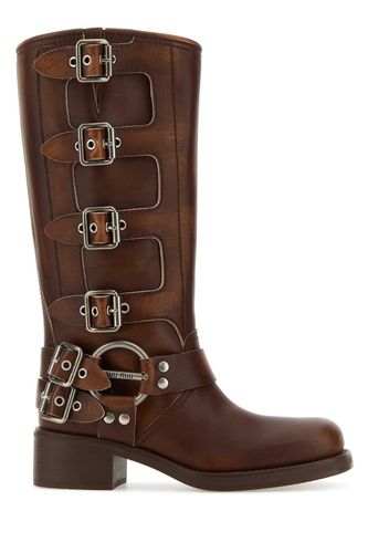 Miu Miu Brown Leather Boots - Miu Miu - Modalova