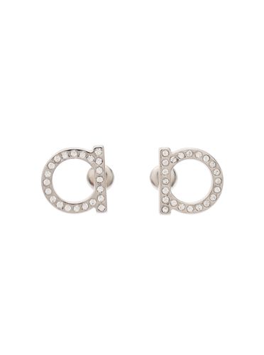 Silver Earrings With Rhinestone Embellishment In Brass Woman - Ferragamo - Modalova