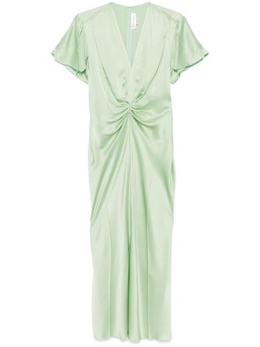 Gathered V Neck Midi Dress - Victoria Beckham - Modalova