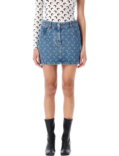 Moon Laser Denim Mini Skirt - Marine Serre - Modalova