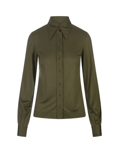 Olive Silk Jersey Shirt - Fabiana Filippi - Modalova