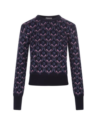 Navy Jacquard Knit Sweater - Paco Rabanne - Modalova