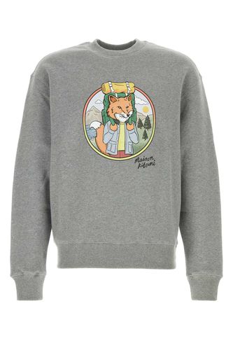 Melange Grey Cotton Sweatshirt - Maison Kitsuné - Modalova