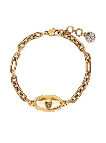 Gold-colored Chain Bracelet With Skull Detail And Logo Charm In Brass Woman - Alexander McQueen - Modalova