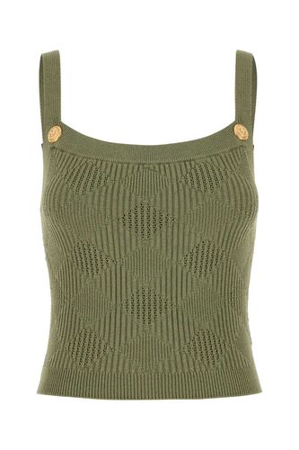 Balmain Sage Green Vichy Tank Top - Balmain - Modalova