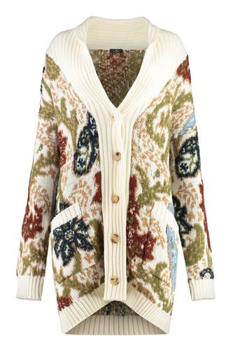 Beige Jacquard Knitted Maxi Cardigan - Etro - Modalova