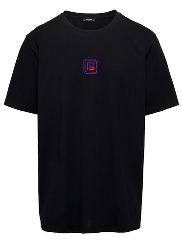 Black T-shirt With Front Logo Embroidery In Organic Cotton Man - Balmain - Modalova