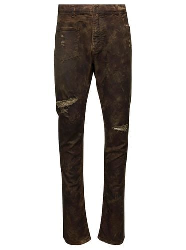 Fitted Jeans With Ripped Details In Cotton Denim Man - Dolce & Gabbana - Modalova