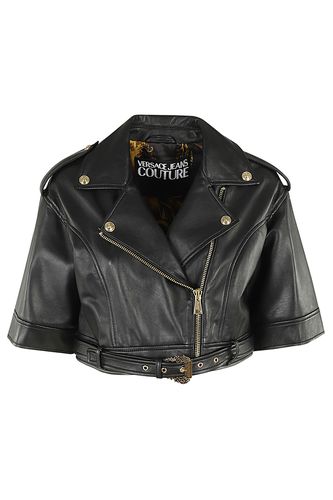 Leather Jacket With Short Sleeves - Versace Jeans Couture - Modalova