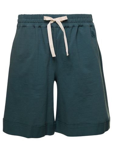 Petrol Shorts With Drawstring In Stretch Cotton Man - Jil Sander - Modalova