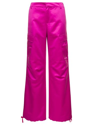 Pink High Waisted Cargo Pants Straight Leg With Cargo Pockets In Polyester Woman - The Andamane - Modalova