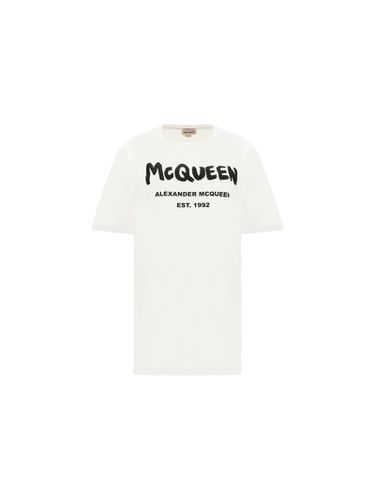 Graffito Logo Print T-shirt - Alexander McQueen - Modalova