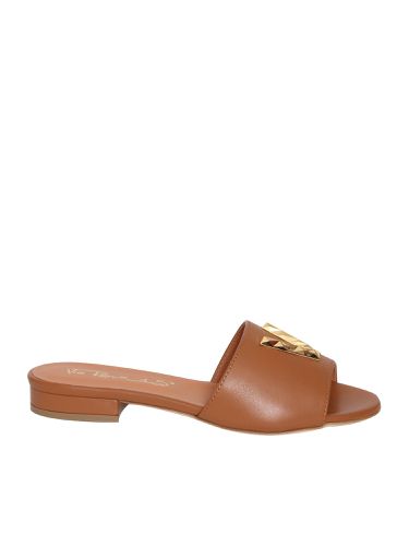 Via Roma 15 Brown Leather Slippers - Via Roma 15 - Modalova