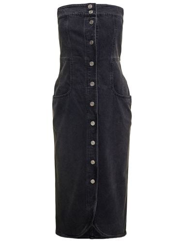 Dark Strapless Midi Dress With Branded Buttons In Cotton Denim Woman - Isabel Marant - Modalova