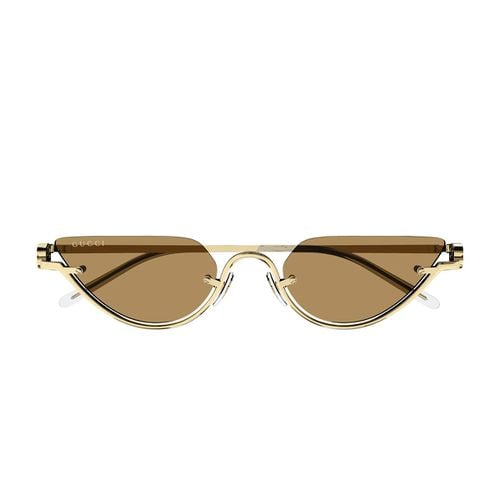Gg1603s Linea Gg Logo 002 Gold Brown Sunglasses - Gucci Eyewear - Modalova