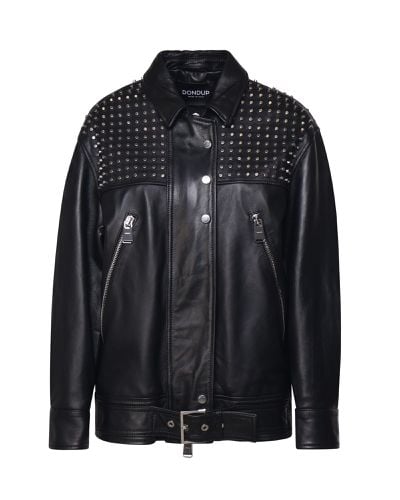 Dondup Leather Biker With Studs - Dondup - Modalova