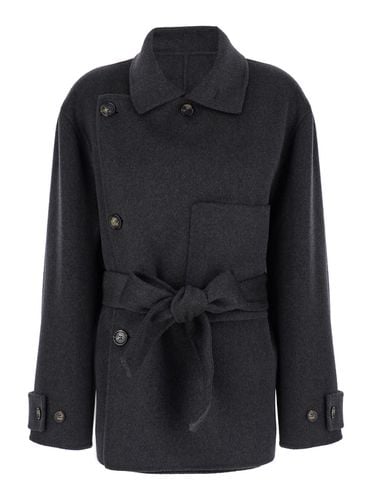 Oversized Cropped Double-breasted Coat In Wool Woman - Philosophy di Lorenzo Serafini - Modalova