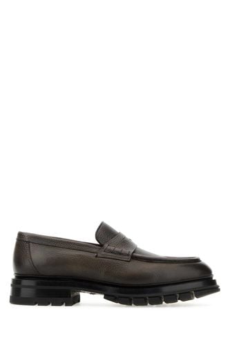 Santoni Dark Grey Leather Loafers - Santoni - Modalova