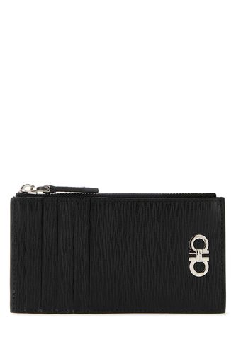 Black Leather Gancini Card Holder - Ferragamo - Modalova