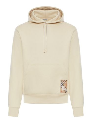 Cotton Hoodie With Check Label - Burberry - Modalova