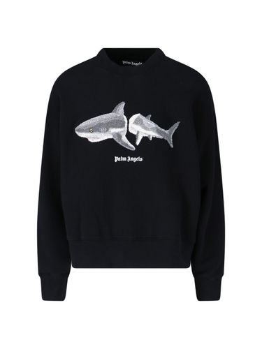 Cotton Crew-neck Sweatshirt With Logo - Palm Angels - Modalova