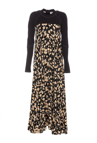 Black Floral-print Maxi-lenght Dress With Jersey Top - Essentiel Antwerp - Modalova