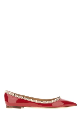 Red Leather Rockstud Ballerinas - Valentino Garavani - Modalova