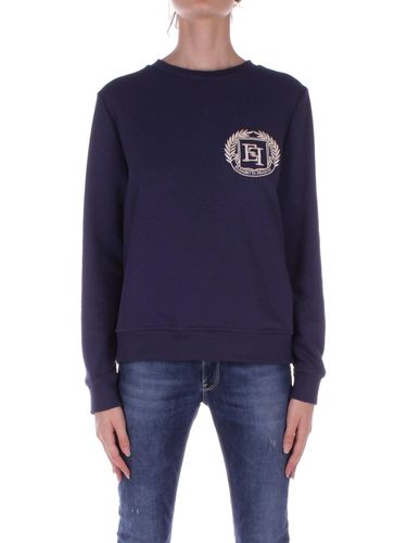 Emblem Embroidered Crewneck Sweatshirt - Elisabetta Franchi - Modalova