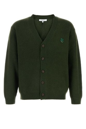 Dark Green Wool Blend Cardigan - Maison Kitsuné - Modalova