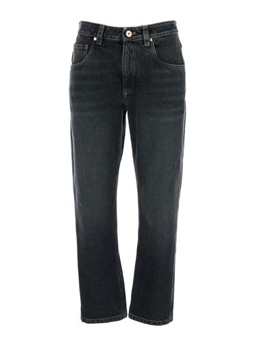 Straight Jeans With Logo Patch In Cotton Denim Woman - Brunello Cucinelli - Modalova