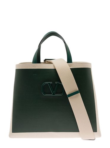 Two-tone Canvas Vlogo Shopping Bag - Valentino Garavani - Modalova