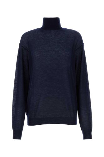 Navy Blue Cashmere See-through Sweater - Prada - Modalova