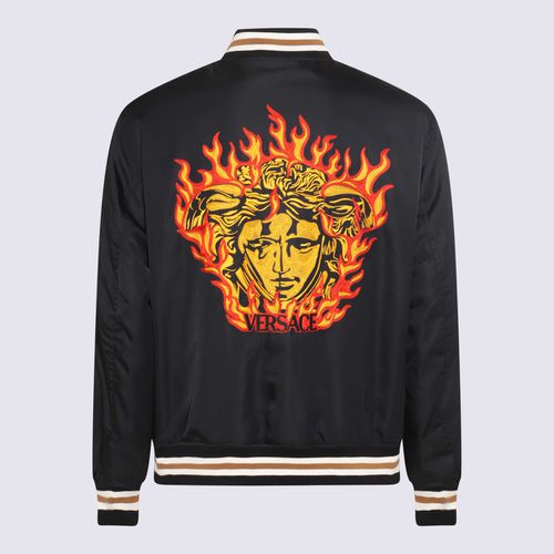 Brown And White Cotton Blend Casual Jacket - Versace - Modalova