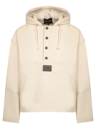 Cream Wool And Cashmere Hooded Sweatshirt - Emporio Armani - Modalova