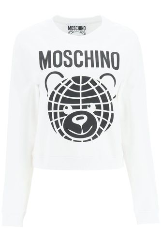 Cropped Sweatshirt With Teddy Print - Moschino - Modalova