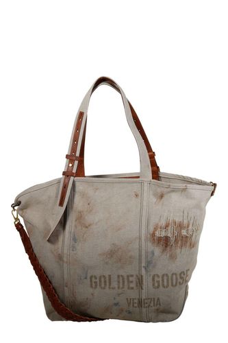 Logo Printed Distressed Tote Bag - Golden Goose - Modalova