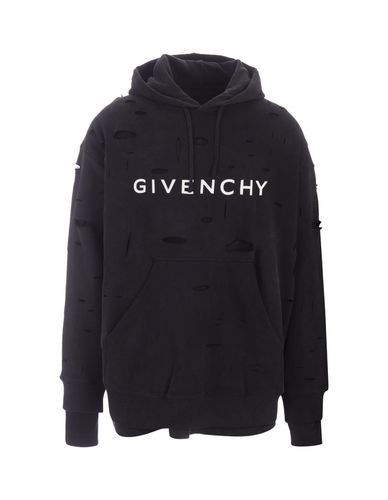 Destroyed Hoodie With Logo - Givenchy - Modalova